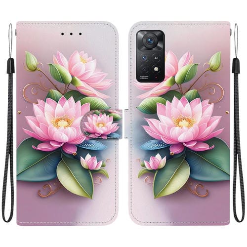 Funda de Cuero con Dibujo de Colores y Textura de Cristal para Redmi Note 12 Pro 4G (Lotus)