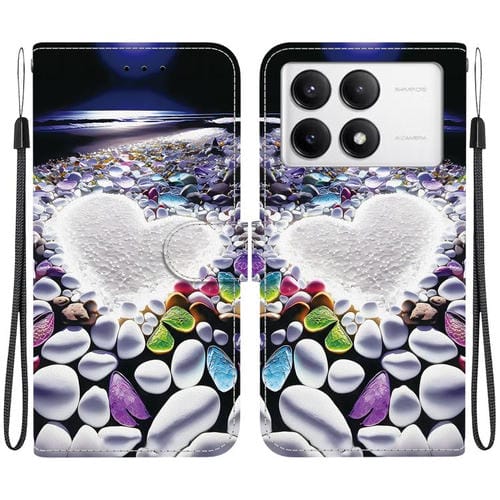 Funda de Cuero con Dibujo de Colores y Textura de Cristal para Redmi K70/K70 Pro (En Forma de Corazón)