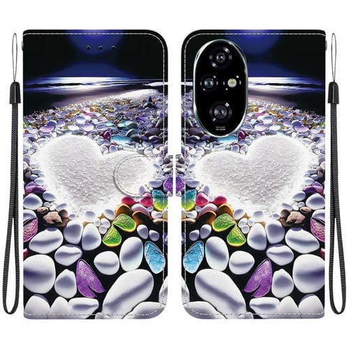 Funda de Cuero Honor 200 Pro 5G con Dibujo de Colores y Textura de Cristal (Corazón)