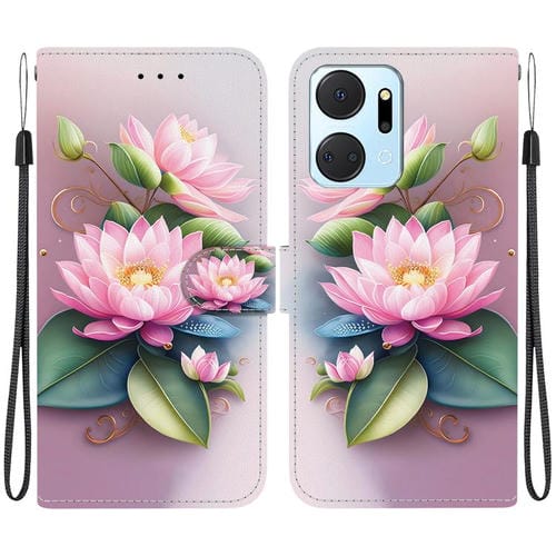 Funda de Cuero con Dibujo y Textura de Cristal para Honor X7A (Lotus)