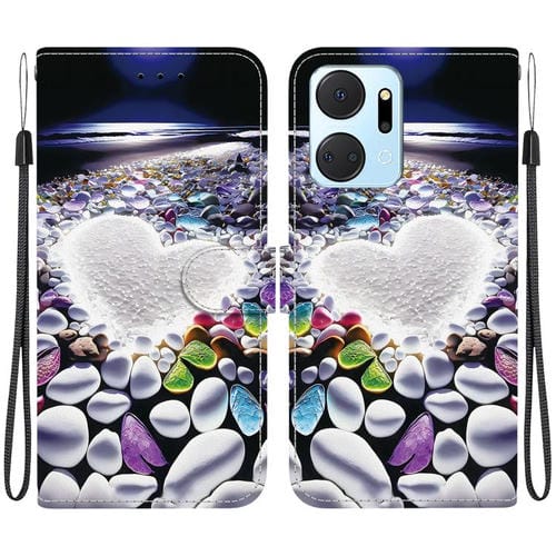 Funda de Cuero Honor X7A con Dibujo, Textura de Cristal y Forma de Corazón