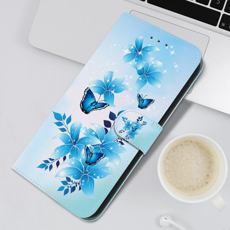 Funda de Cuero para OnePlus Nord 4 con Dibujo de Colores y Textura de Cristal (Mariposas Azules)