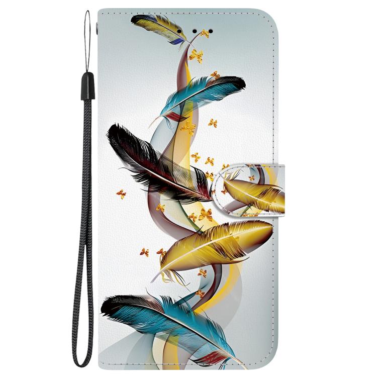 Funda de Cuero para OnePlus Nord Ce 3 Lite/N30 con Dibujo de Colores y Textura de Cristal (Plumas de Mariposa Doradas)