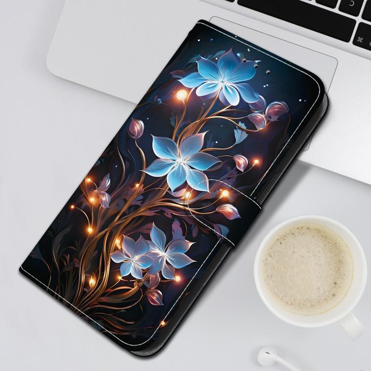 Funda de Cuero con Dibujo y Textura de Cristal para OnePlus Nord Ce 3 Lite/N30 (Flor de Linterna Pequeña)