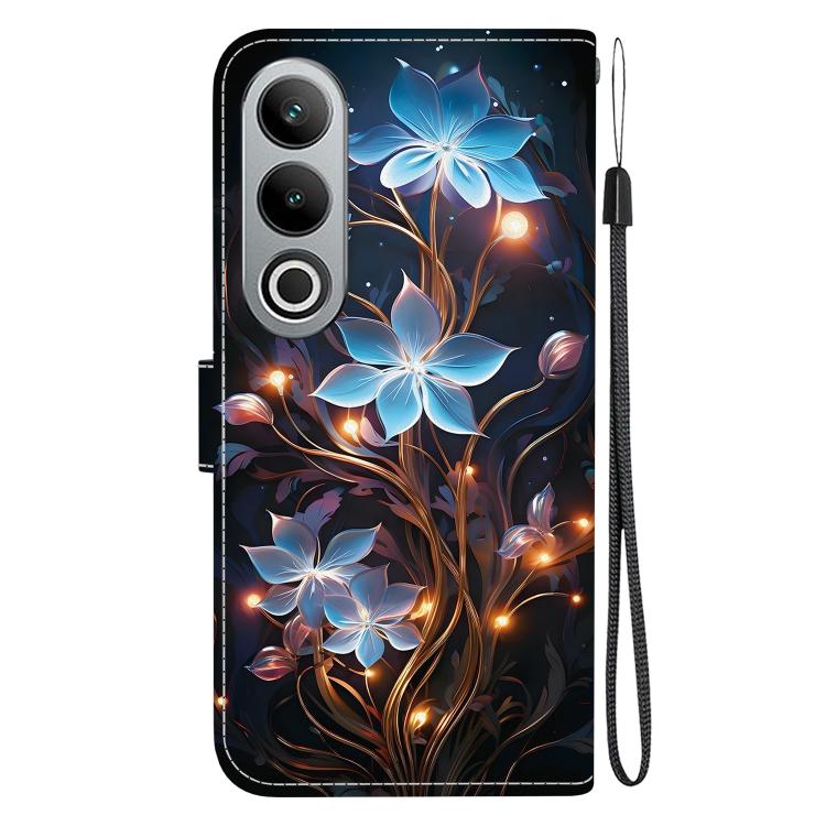 Funda de Cuero para OnePlus Nord Ce4 5G con Dibujo de Colores y Textura de Cristal (Flor de Linterna Pequeña)