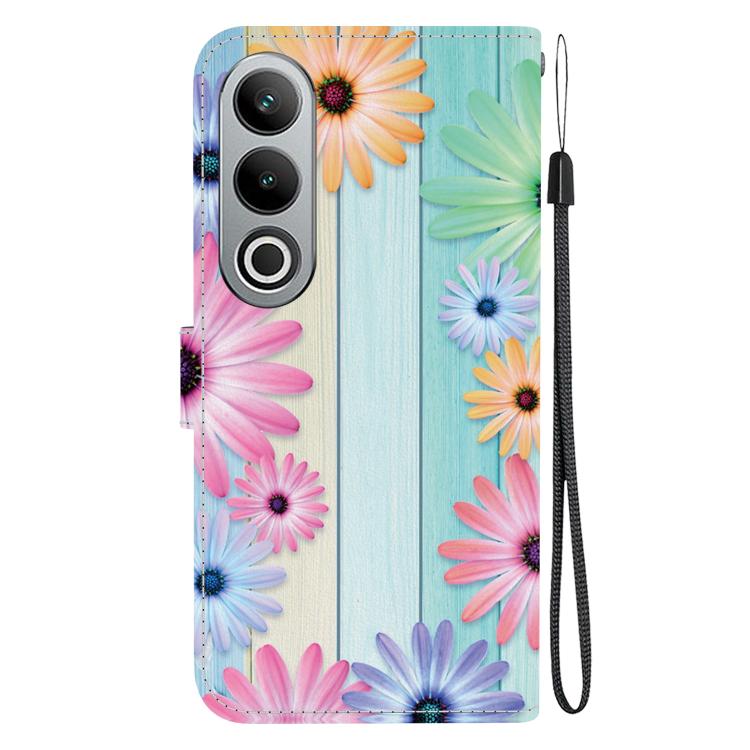 Funda de Cuero para OnePlus Nord Ce4 5G con Dibujo de Colores y Textura de Cristal (Girasoles)