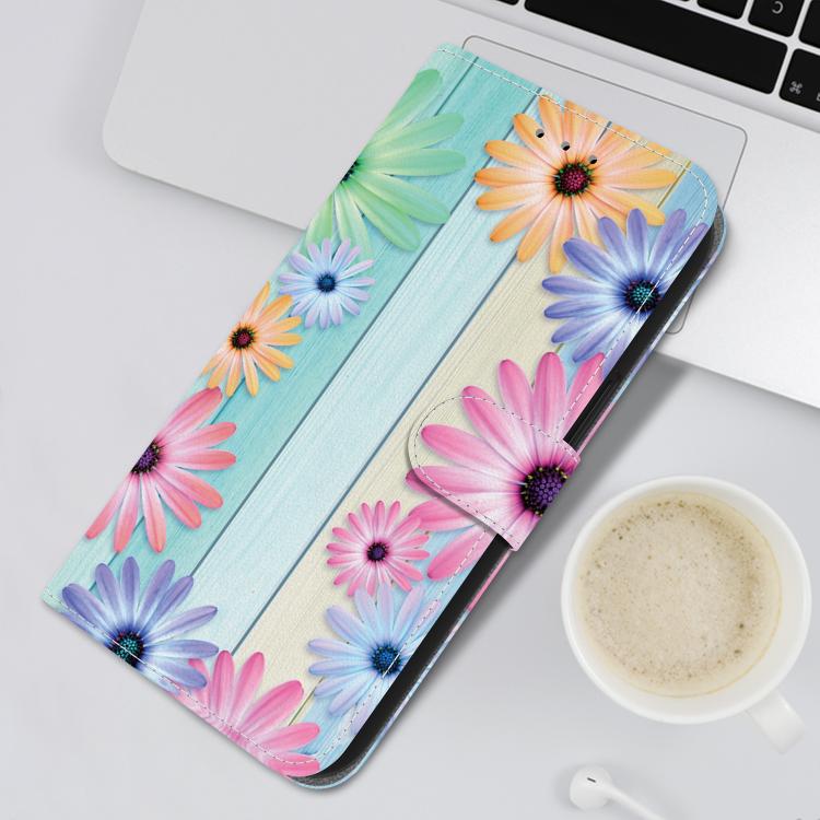 Funda de Cuero para OnePlus Nord Ce4 5G con Dibujo de Colores y Textura de Cristal (Girasoles)
