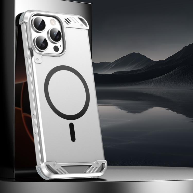 Funda para Teléfono R-Just RJ63 con Aroma Mecha y Magsafe sin Marco para iPhone 15 Pro (Plateada)
