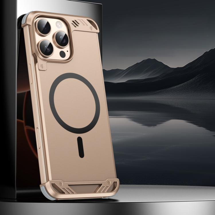 Funda para Teléfono R-Just RJ63 con Aroma Mecha y Magsafe sin Marco para iPhone 14 Pro (Dorado del Desierto)