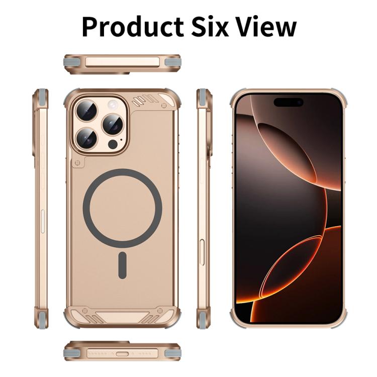 Funda para Teléfono R-Just RJ63 con Aroma Mecha y Magsafe sin Marco para iPhone 14 Pro (Dorado del Desierto)