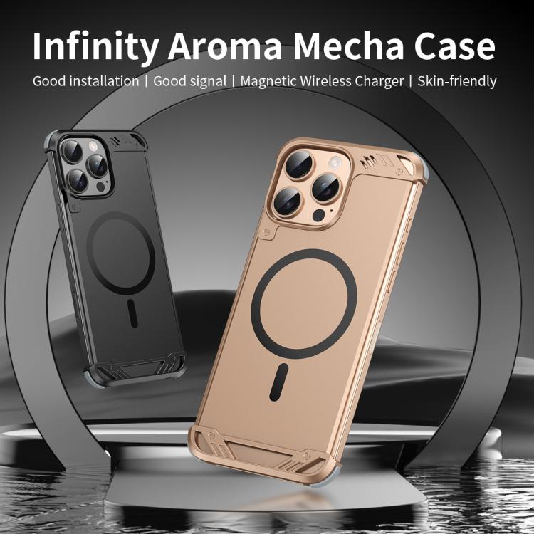 Estuche para Teléfono R-Just RJ63 con Aroma Mecha y Magsafe sin Marco para iPhone 16 Plus (Dorado del Desierto)