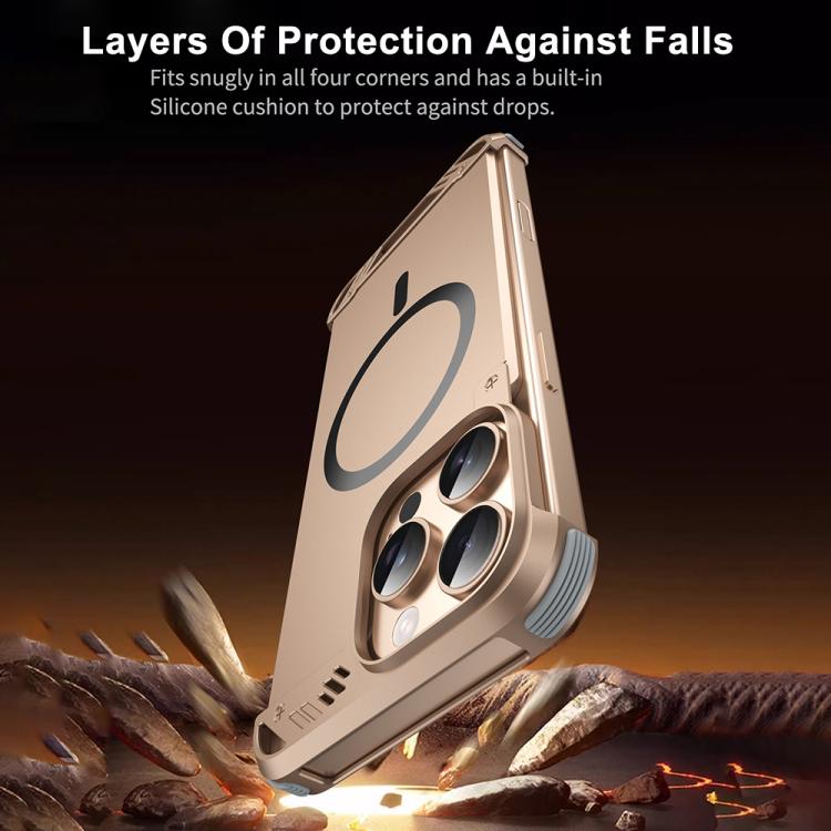 Funda para Teléfono R-Just RJ63 con Aroma Mecha y Magsafe sin Marco para iPhone 14 Pro (Dorado del Desierto)