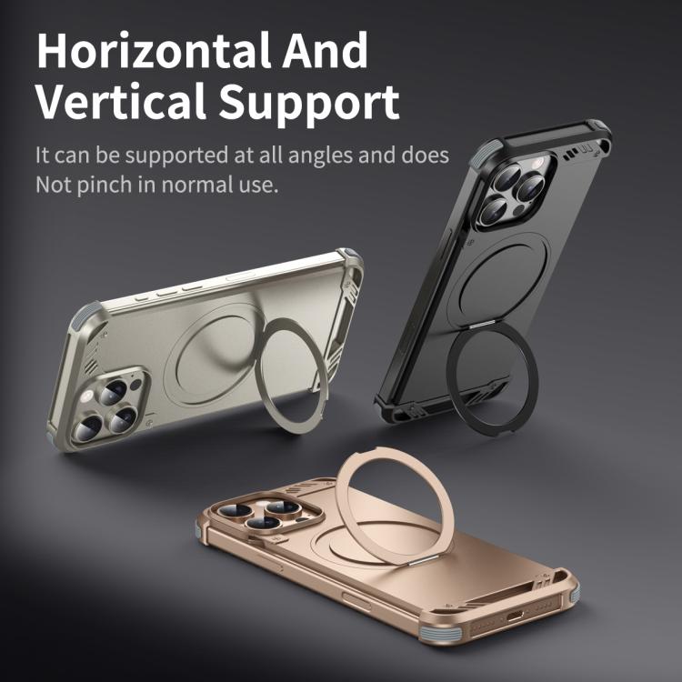 Funda para Teléfono R-Just RJ63-1 con Soporte Magsafe sin Marco para iPhone 15 Pro Max (Negro)