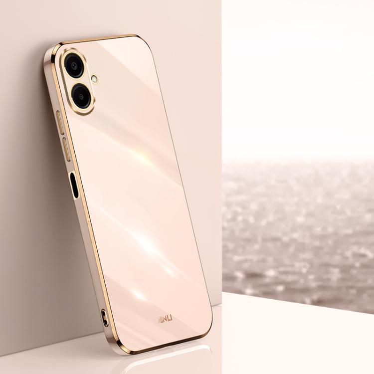 Funda de TPU con borde recto y galvanizada 6D XINLI para Samsung Galaxy A07 5G (rosa)