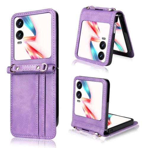 Funda Teléfono Plegable Pu con Tarjetero Tipo Bandolera para Infinix Zero (Morado)