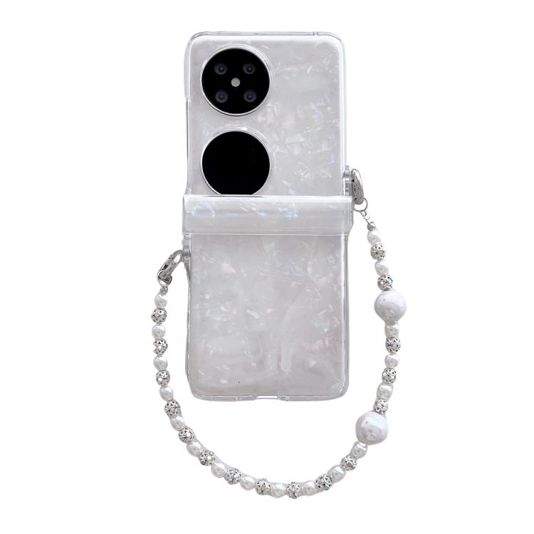 Funda para Teléfono Huawei Pocket 2 con Textura Perlada, Tres Piezas y Pulsera (Beige)