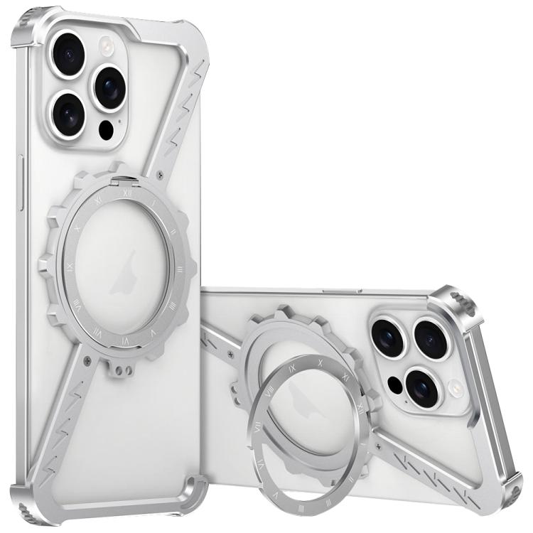 Funda para Teléfono Metal sin Marco Soporte 360 Forma de Z iPhone 14 Pro Max (Plata Espacial)