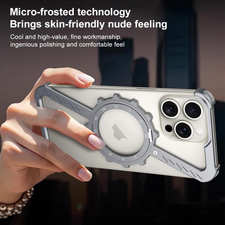 Funda para Teléfono con Soporte 360 Metal sin Marco en Forma de Z para iPhone 14 Pro Magsafe (Gris Espacial)