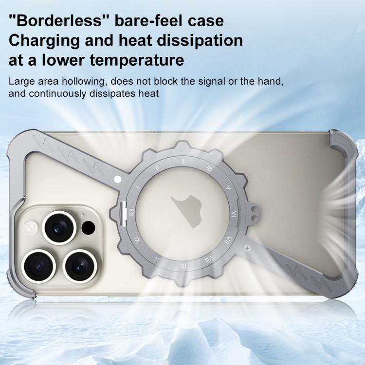 Funda para Teléfono con Soporte 360 Metal sin Marco en Forma de Z para iPhone 14 Pro Magsafe (Gris Espacial)
