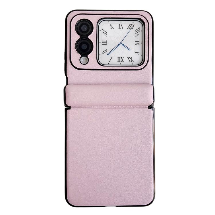 Funda de Cuero para Huawei Nova Flip con Textura y Eje Magnético (Rosa)