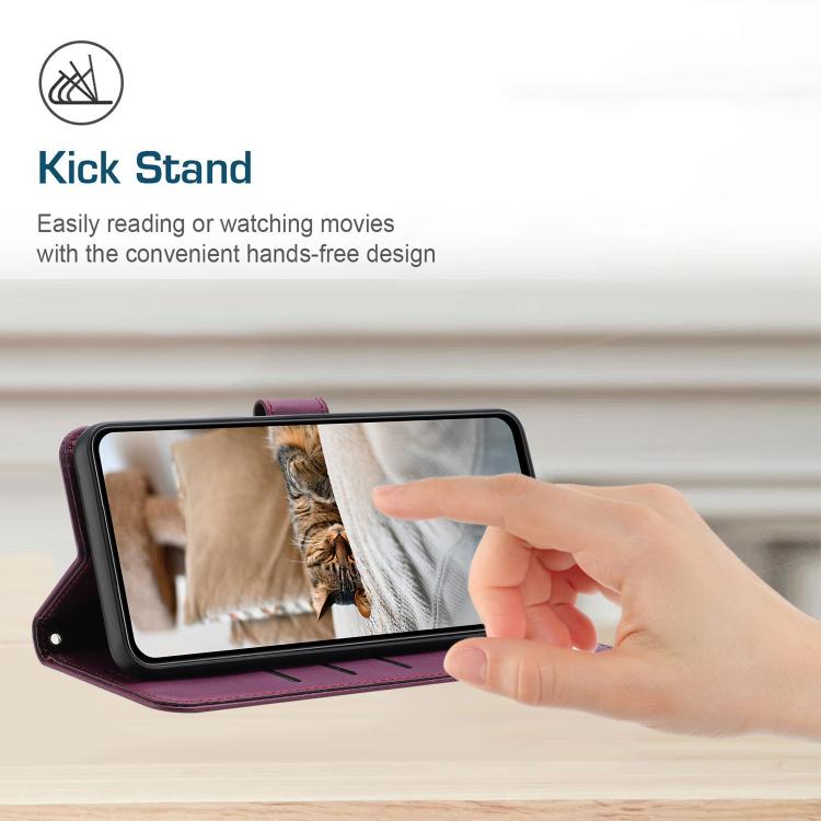 Funda de Cuero para Sharp Aquos Wish 3 con Diseño de Gatito en Relieve y Cordón (Rojo Vino)