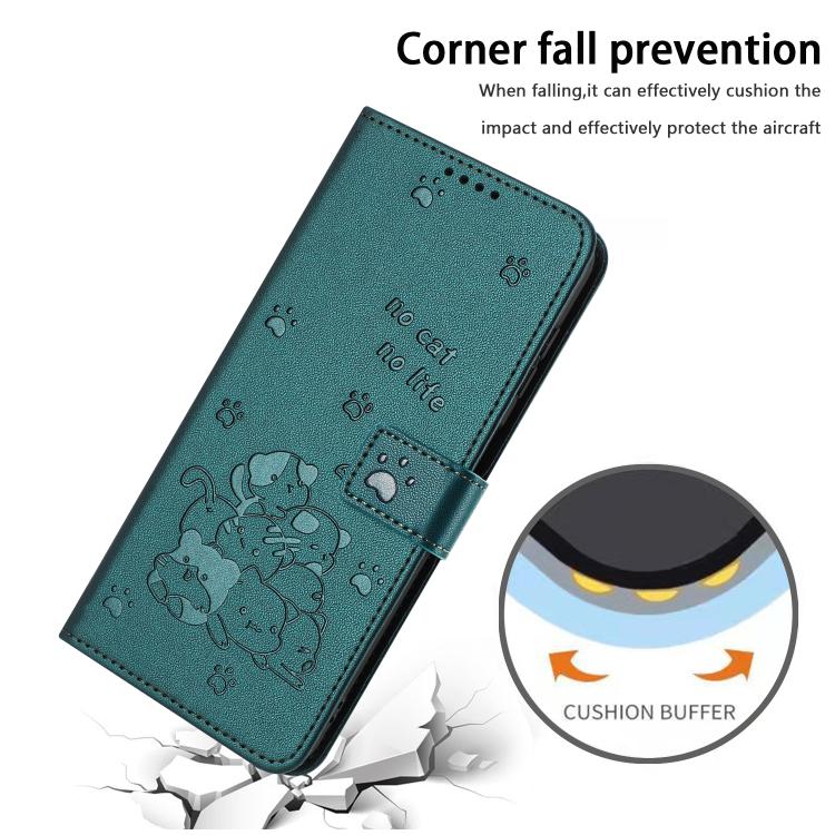 Funda de Cuero con Cordón Fujitsu Arrows We2 F-52E Diseño Gatito (Verde Oscuro)