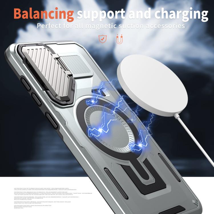 Funda con marco protector MagSafe para Samsung Galaxy A56 5G (gris)