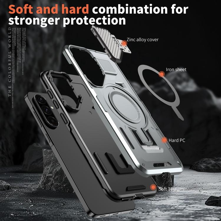 Funda con marco protector MagSafe para Samsung Galaxy A56 5G (gris)