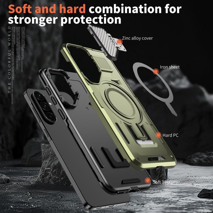 Funda protectora MagSafe para Samsung Galaxy A36 5G (verde oliva)