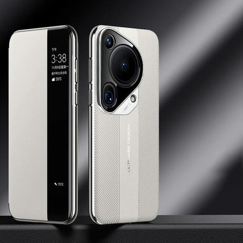 Funda para Teléfono Huawei Pura 70 Ultra Smart View Window con Diseño Imitación Ultimate (Blanca)