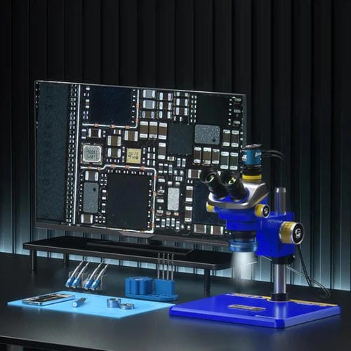 Microscópio Estéreo TrinOcular Mechanic Mic3 7X-50X Ctv 0,45X com Câmara 4K Pro
