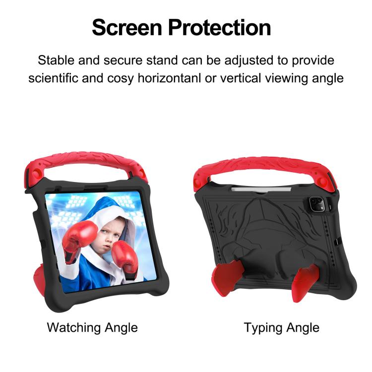 Funda para iPad Air 2022/2020 10.9 con Función Atril y Correa para El Hombro (Negra y Roja)
