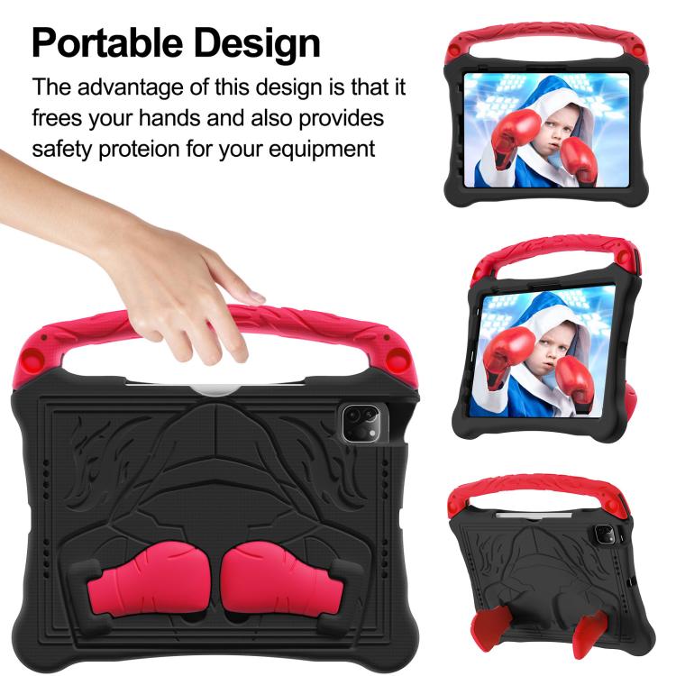 Funda para iPad Air 2022/2020 10.9 con Función Atril y Correa para El Hombro (Negra y Roja)