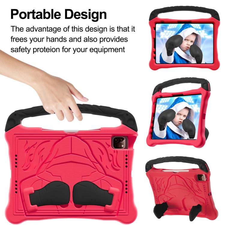 Funda para iPad Air 2022/2020 10.9 con Función Atril y Correa para El Hombro (Rojo y Negro)