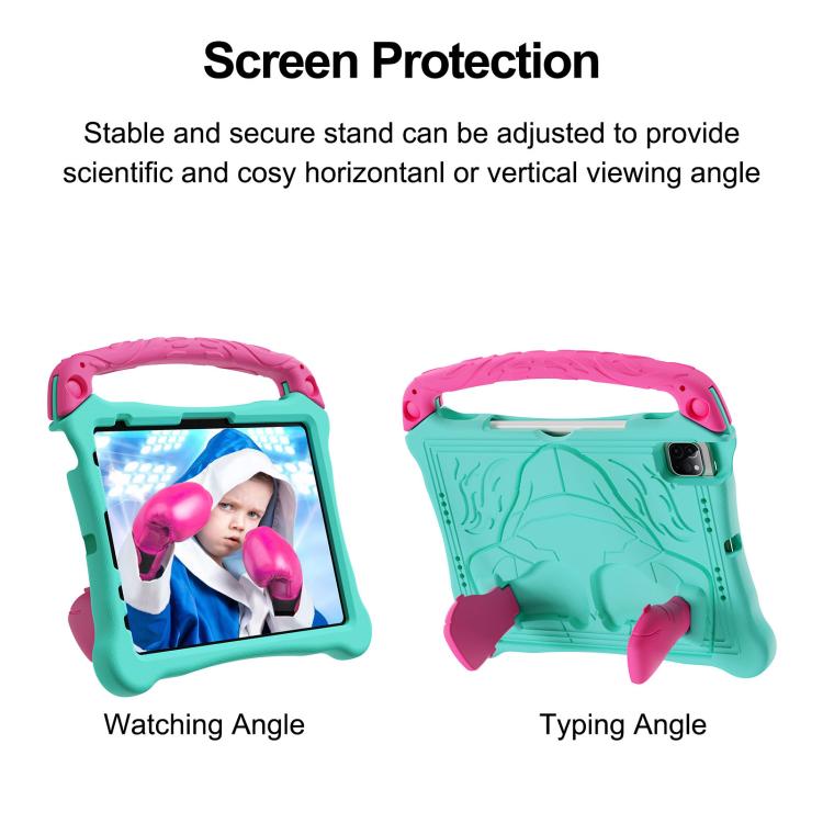 Funda de Eva para iPad Air 11 (2024/2025) a Prueba de Golpes con Soporte y Correa (Mint Rose Red)