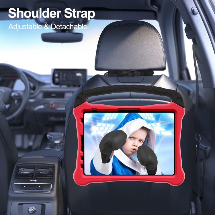 Funda Eva para iPad Air 11 (2024/2025) a Prueba de Golpes con Soporte y Correa (Rojo y Negro)