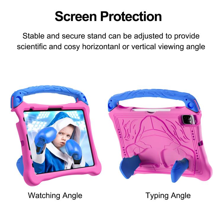 Funda de Eva para iPad Air 11 (2024/2025) a Prueba de Golpes con Soporte y Correa (Rosa, Rojo y Azul)