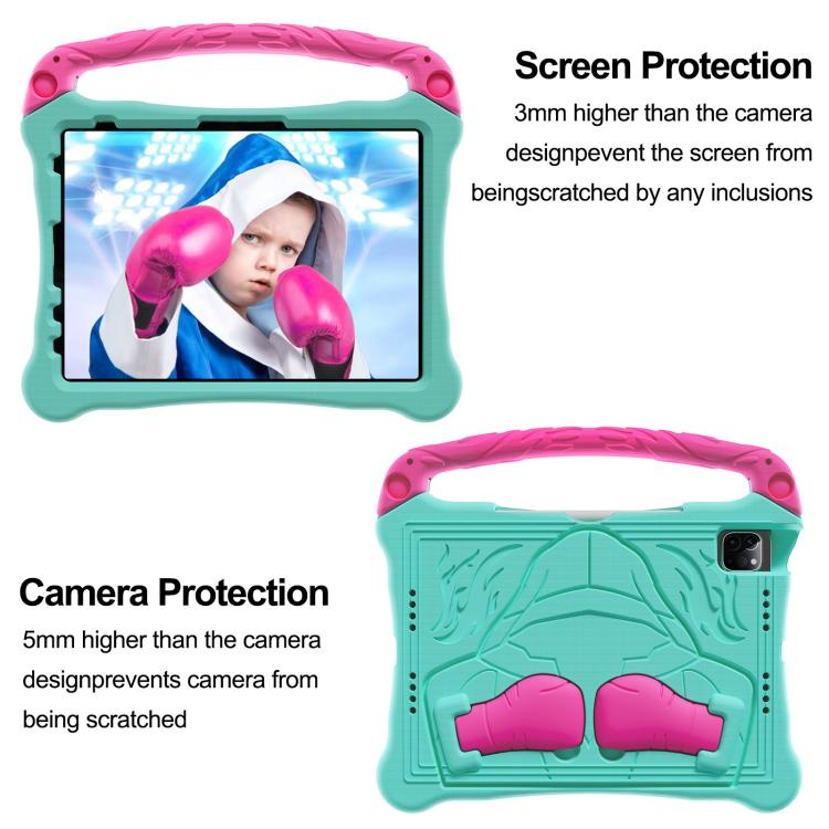 Funda para iPad 2025/2022 con Función Atril y Correa para El Hombro de Eva (Rosa Menta y Rojo)