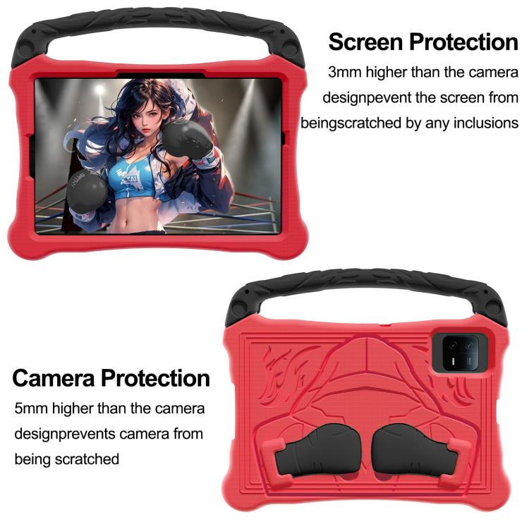 Funda para Tableta Xiaomi Redmi Pad Se 11 2023 Boxing Series Kickstand Eva a Prueba de Golpes con Correa para El Hombro (Rojo y Negro)