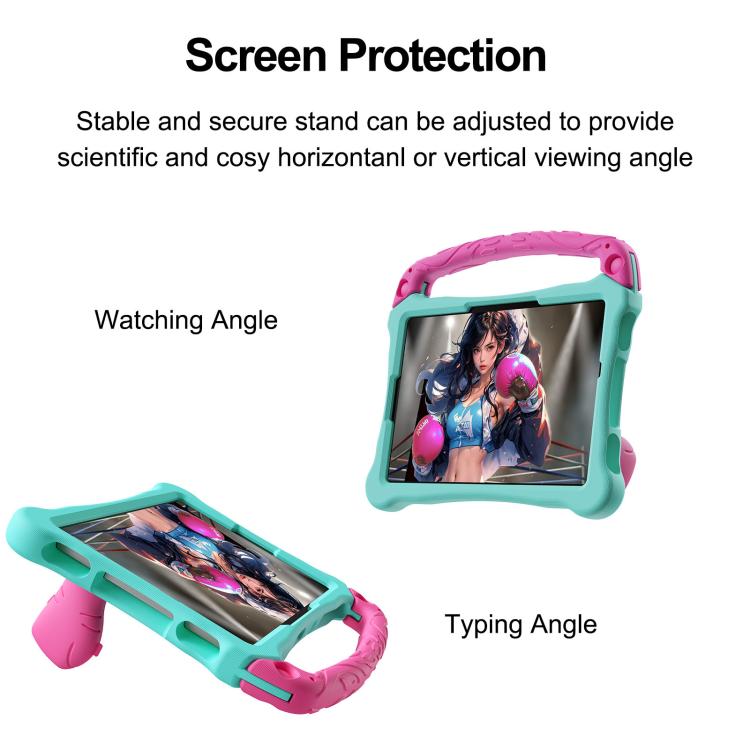 Funda para Tableta a Prueba de Golpes de Eva con Soporte y Correa para El Hombro para Xiaomi Pad 6/6 Pro Boxing Series (Rosa Menta y Rojo)