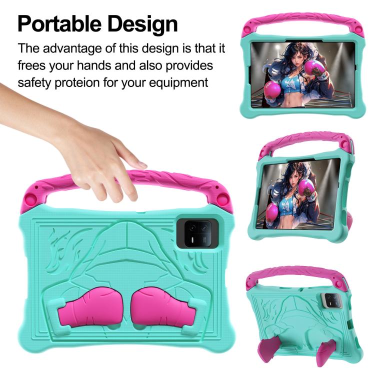 Funda para Tableta a Prueba de Golpes de Eva con Soporte y Correa para El Hombro para Xiaomi Pad 6/6 Pro Boxing Series (Rosa Menta y Rojo)
