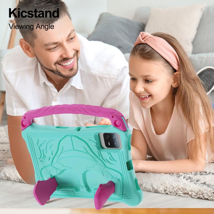 Funda para Tableta a Prueba de Golpes de Eva con Soporte y Correa para El Hombro para Xiaomi Pad 6/6 Pro Boxing Series (Rosa Menta y Rojo)