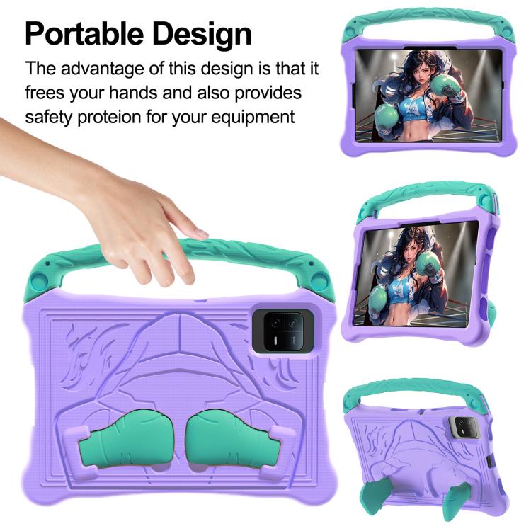 Funda para Tableta a Prueba de Golpes de Eva con Correa para El Hombro y Soporte para Xiaomi Pad 5/5 Pro Boxing Series (Morado y Menta)