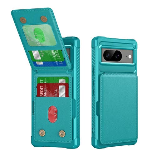 Funda de Cuero con Tapa Vertical para Google Pixel 8 con Tarjetero (Verde Cian)