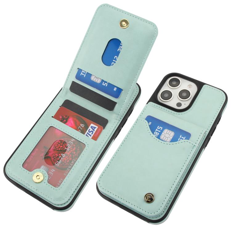 Funda de Cuero con Tapa Vertical para iPhone 16 Pro Awquer con Tarjetero (Verde)