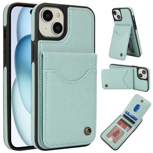 Funda de Cuero Awquer para iPhone 15 con Tapa Vertical y Tarjetero (Verde)