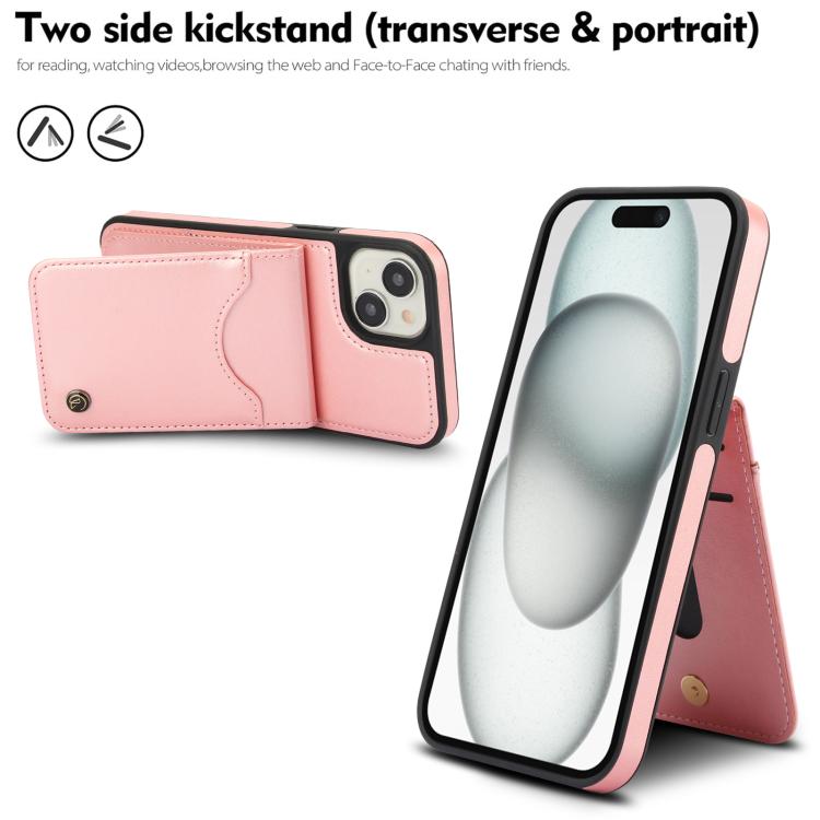 Funda de Cuero Awquer para iPhone 14/13 con Tapa Vertical, Soporte y Porta Tarjetas (Oro Rosa)