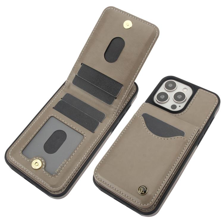 Funda de Cuero con Tapa Vertical Awquer para iPhone 14 Pro con Tarjetero (Gris)