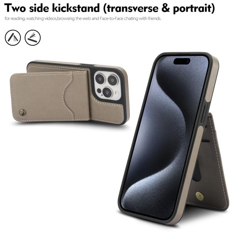Funda de Cuero con Tapa Vertical Awquer para iPhone 14 Pro con Tarjetero (Gris)