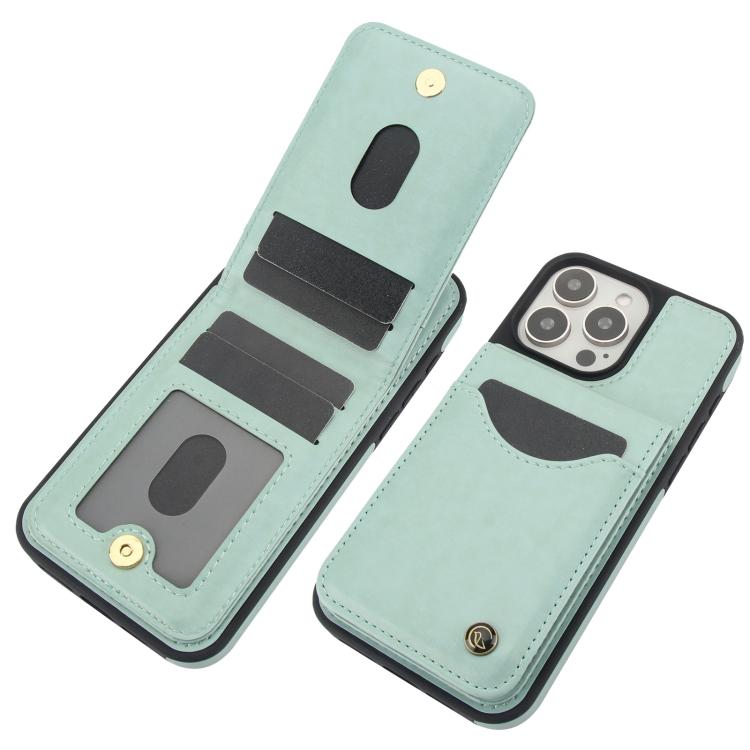 Funda para iPhone 14 Pro Awquer de Cuero con Tapa Vertical para Tarjetas y Soporte (Verde)